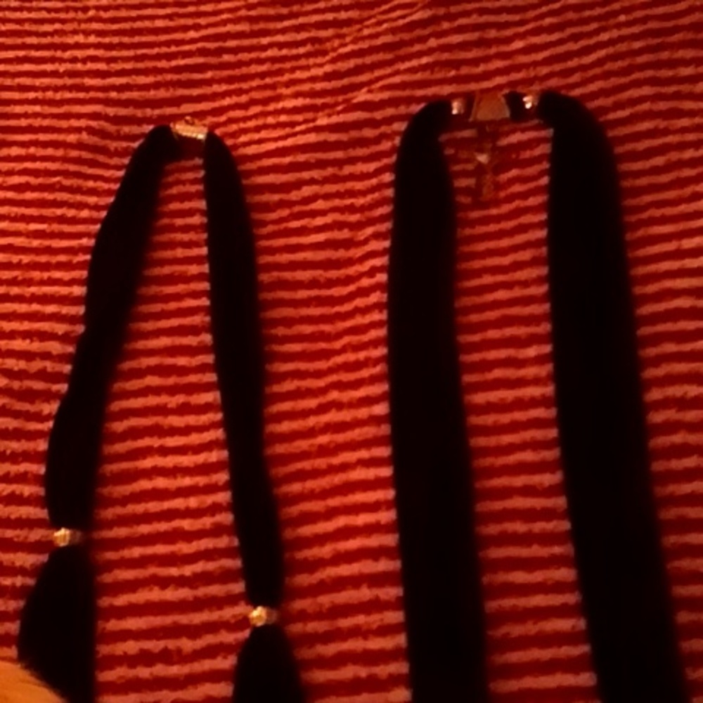 2 separate long Block fringed scarves long Block fringed scarves with Metal acce
